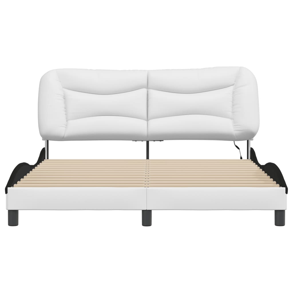 Bedframe met LED zonder matras "Hvar" wit en zwart 160x200 cm is nu te koop bij PeponiXL, paradijselijk wonen!