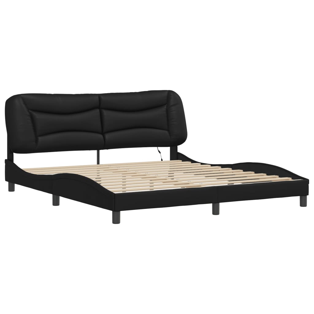 Bedframe met LED zonder matras "Hvar" zwart 180x200 cm is nu te koop bij PeponiXL, paradijselijk wonen!