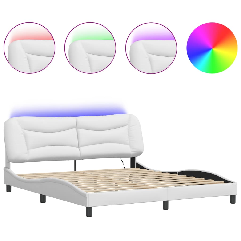 Bedframe met LED zonder matras "Hvar" wit 180x200 cm is nu te koop bij PeponiXL, paradijselijk wonen!