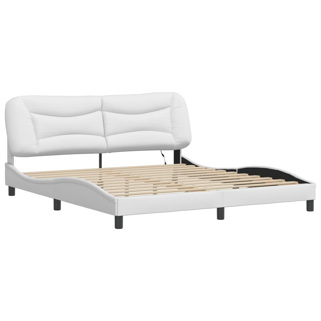 Bedframe met LED-verlichting kunstleer wit 180x200 cm is nu te koop bij PeponiXL, paradijselijk wonen!