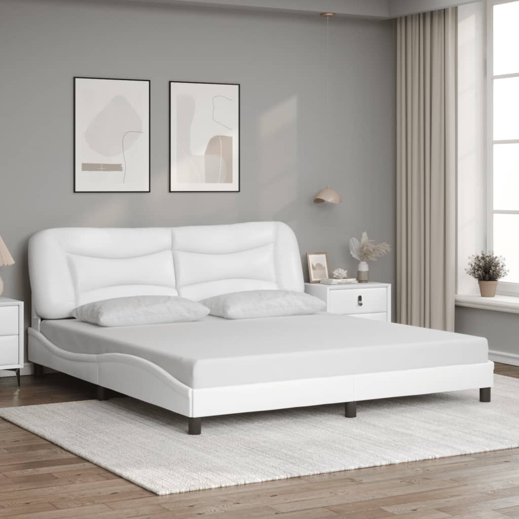Bedframe met LED-verlichting kunstleer wit 180x200 cm is nu te koop bij PeponiXL, paradijselijk wonen!