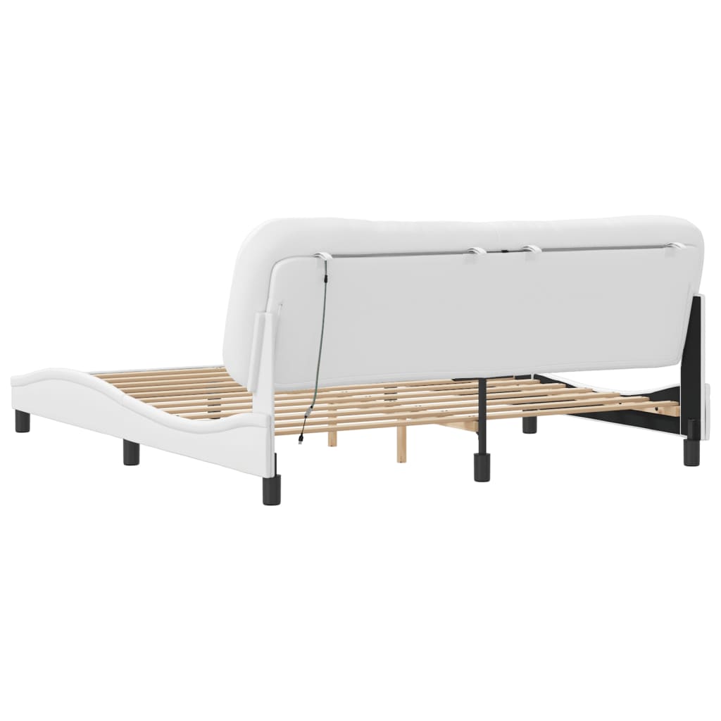 Bedframe met LED zonder matras "Hvar" wit 180x200 cm is nu te koop bij PeponiXL, paradijselijk wonen!