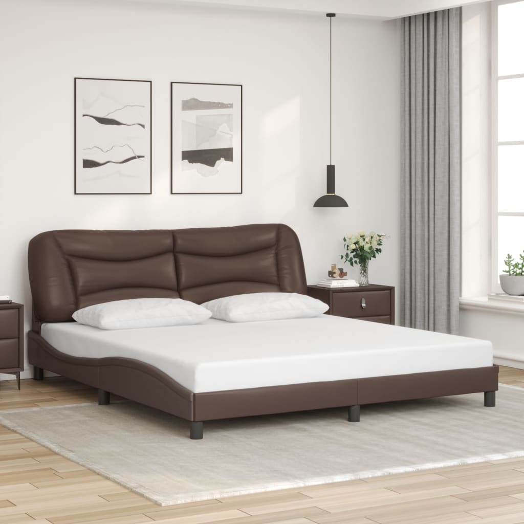 Bedframe met LED zonder matras "Hvar" bruin 180x200 cm is nu te koop bij PeponiXL, paradijselijk wonen!