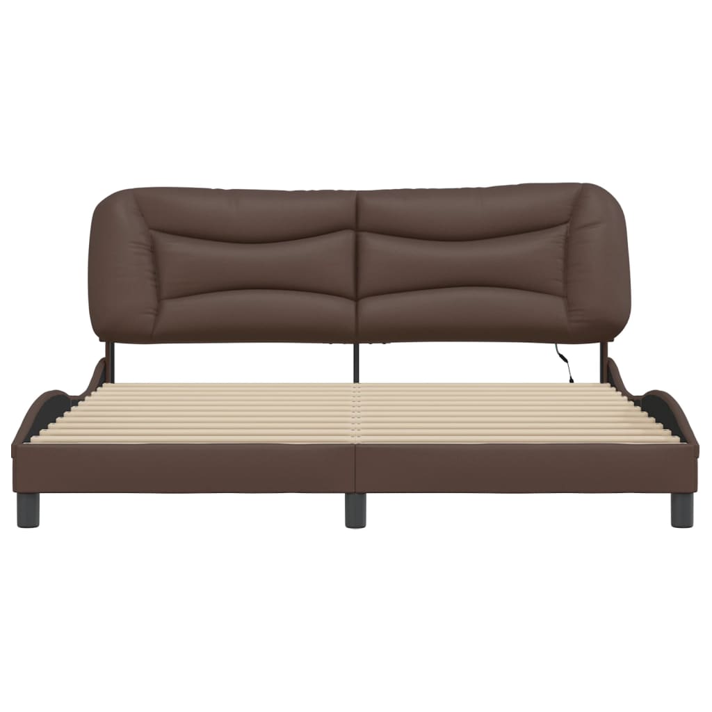 Bedframe met LED zonder matras "Hvar" bruin 180x200 cm is nu te koop bij PeponiXL, paradijselijk wonen!