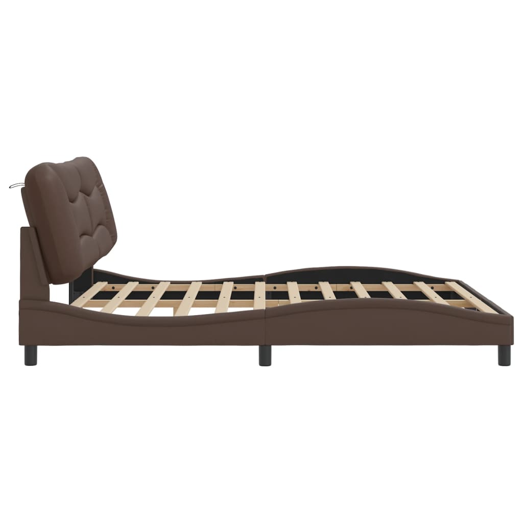 Bedframe met LED zonder matras "Hvar" bruin 180x200 cm is nu te koop bij PeponiXL, paradijselijk wonen!