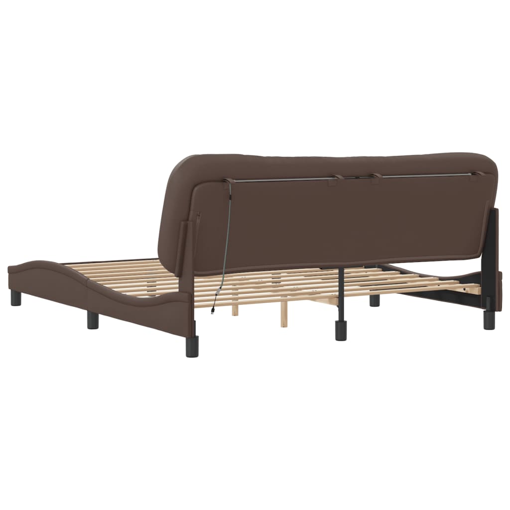Bedframe met LED zonder matras "Hvar" bruin 180x200 cm is nu te koop bij PeponiXL, paradijselijk wonen!