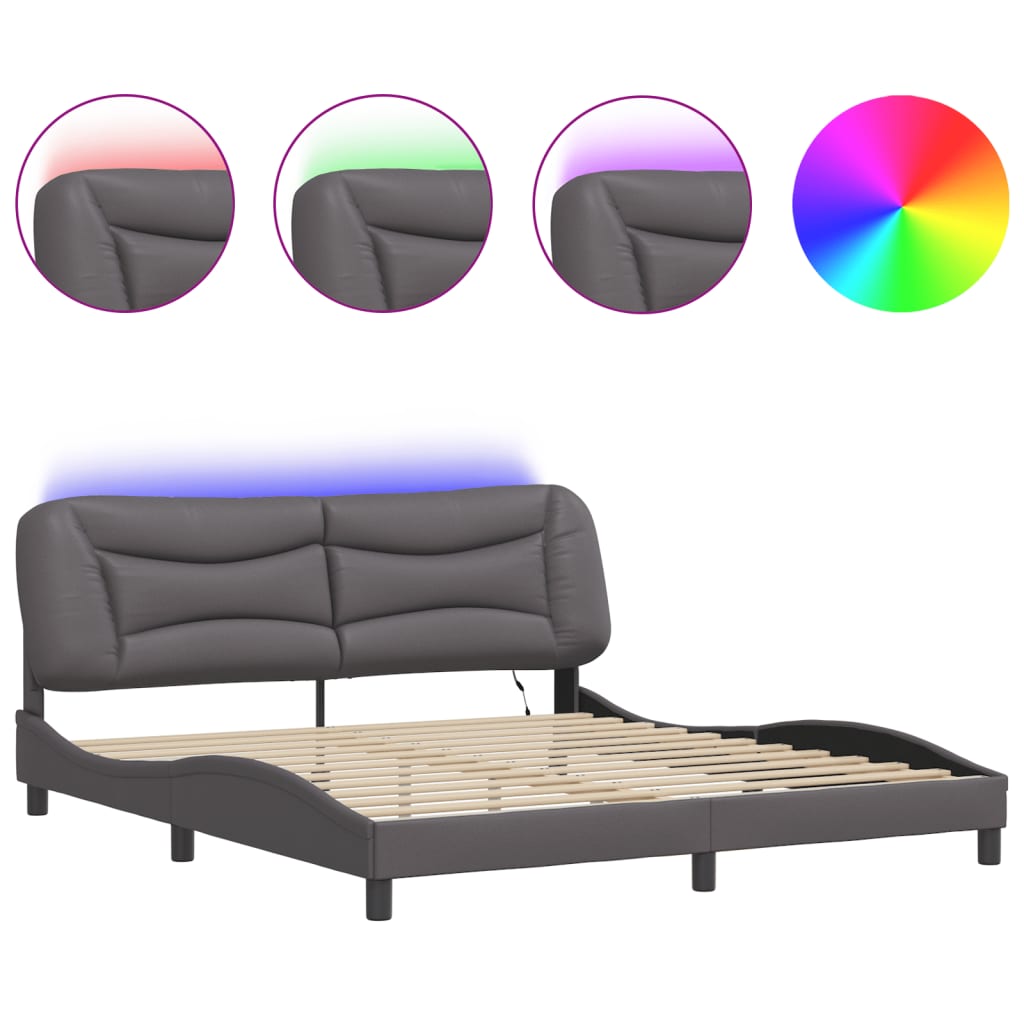 Bedframe met LED-verlichting kunstleer zwart 180x200 cm is nu te koop bij PeponiXL, paradijselijk wonen!