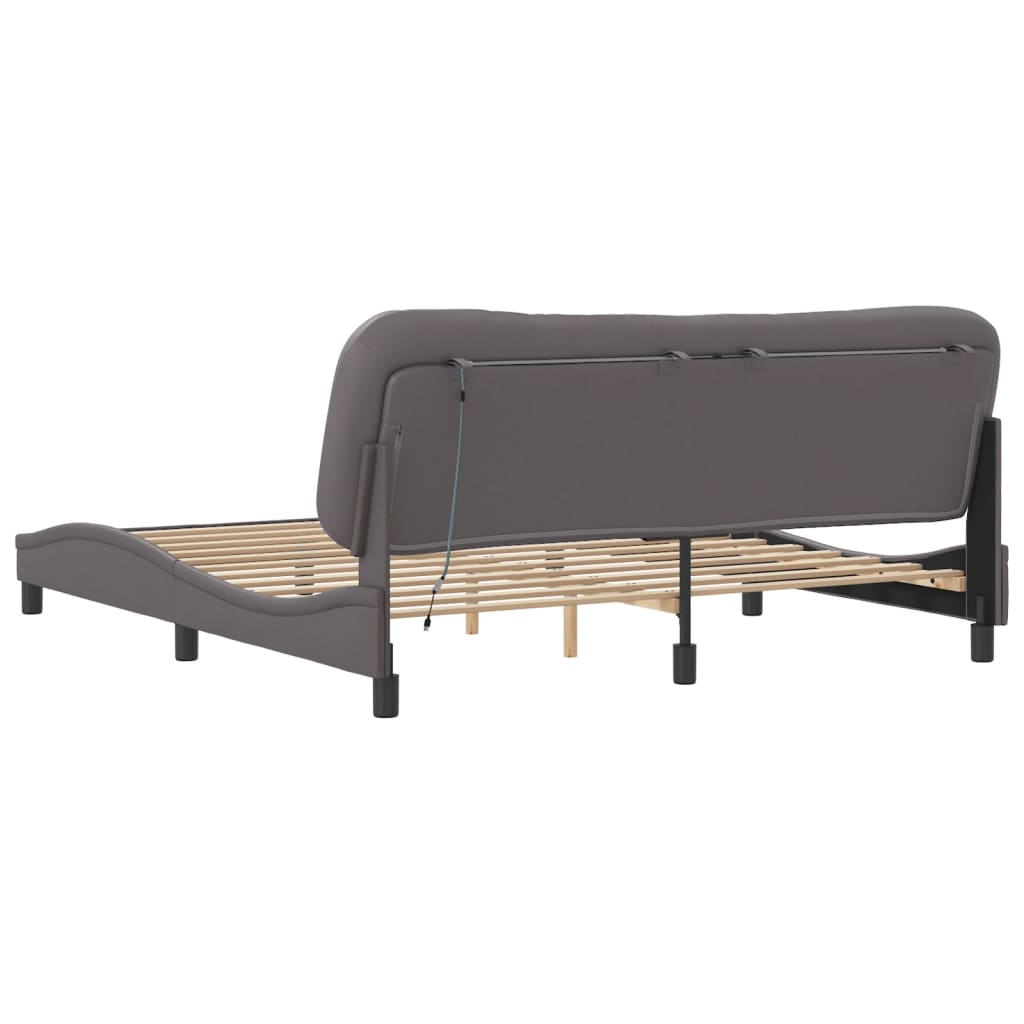 Bedframe met LED-verlichting kunstleer zwart 180x200 cm is nu te koop bij PeponiXL, paradijselijk wonen!