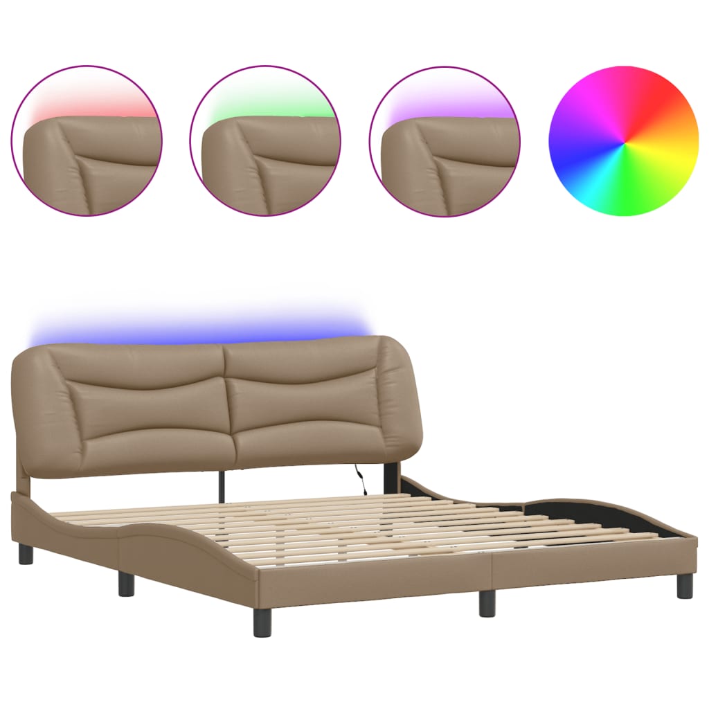Bedframe met LED zonder matras "Hvar" cappuccino 180x200 cm is nu te koop bij PeponiXL, paradijselijk wonen!