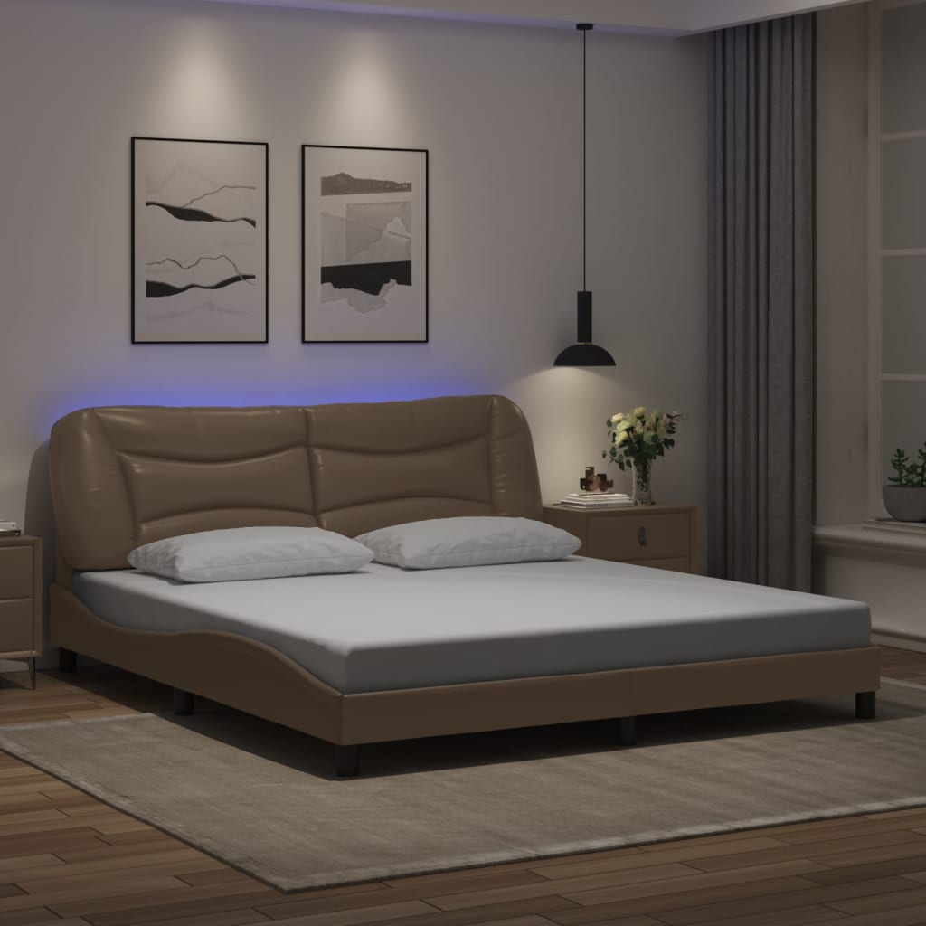 Bedframe met LED zonder matras "Hvar" cappuccino 180x200 cm is nu te koop bij PeponiXL, paradijselijk wonen!