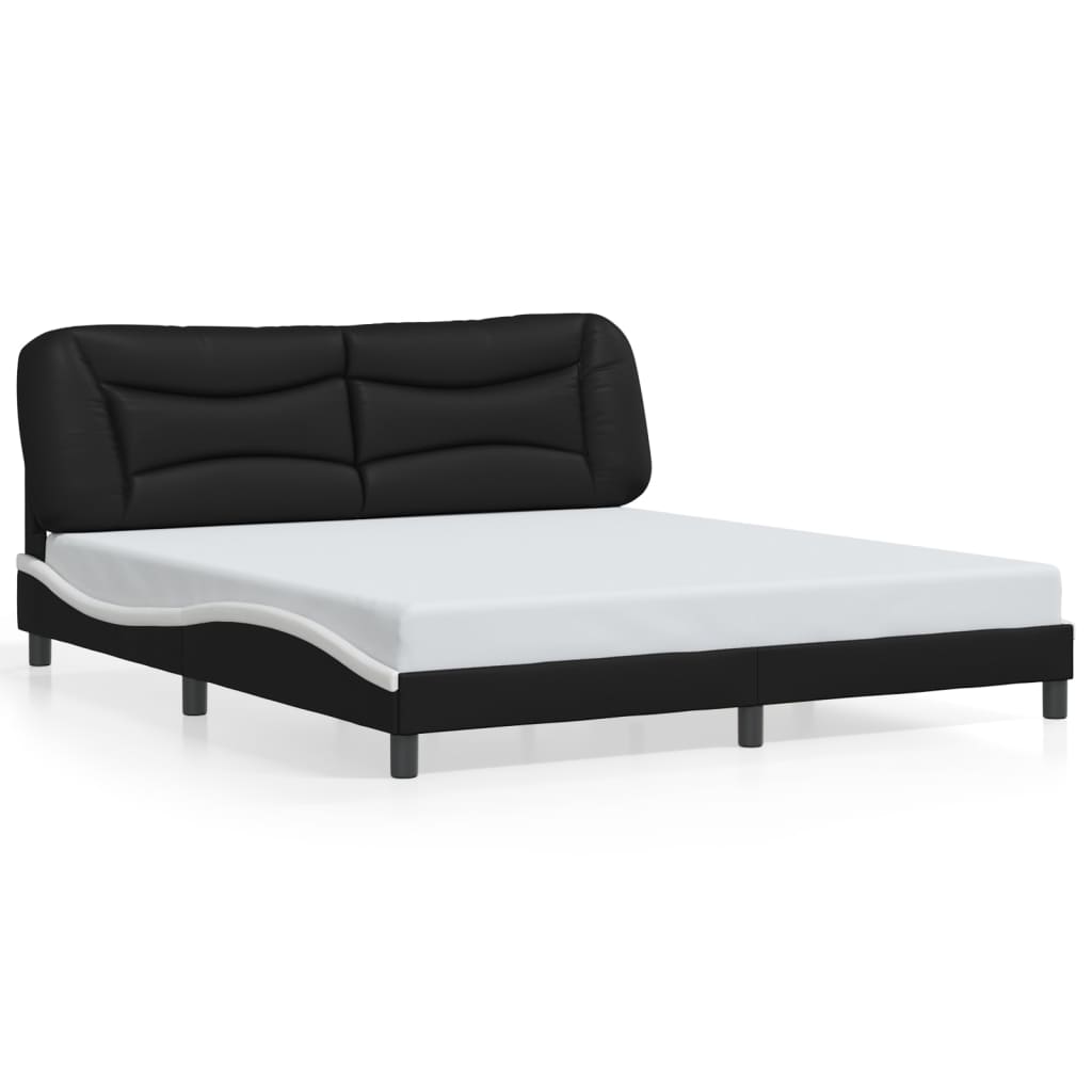 Bedframe met LED-verlichting kunstleer zwart en wit 180x200 cm is nu te koop bij PeponiXL, paradijselijk wonen!