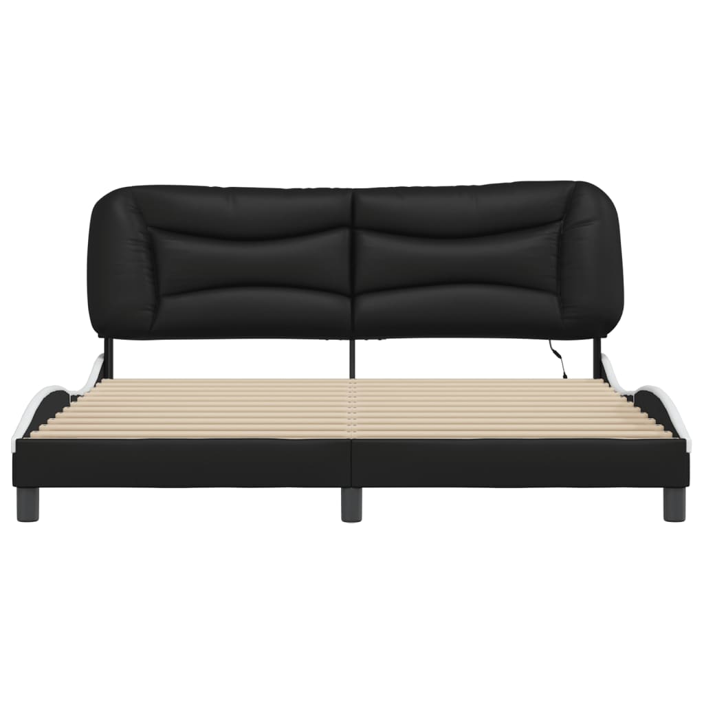 Bedframe met LED-verlichting kunstleer zwart en wit 180x200 cm is nu te koop bij PeponiXL, paradijselijk wonen!