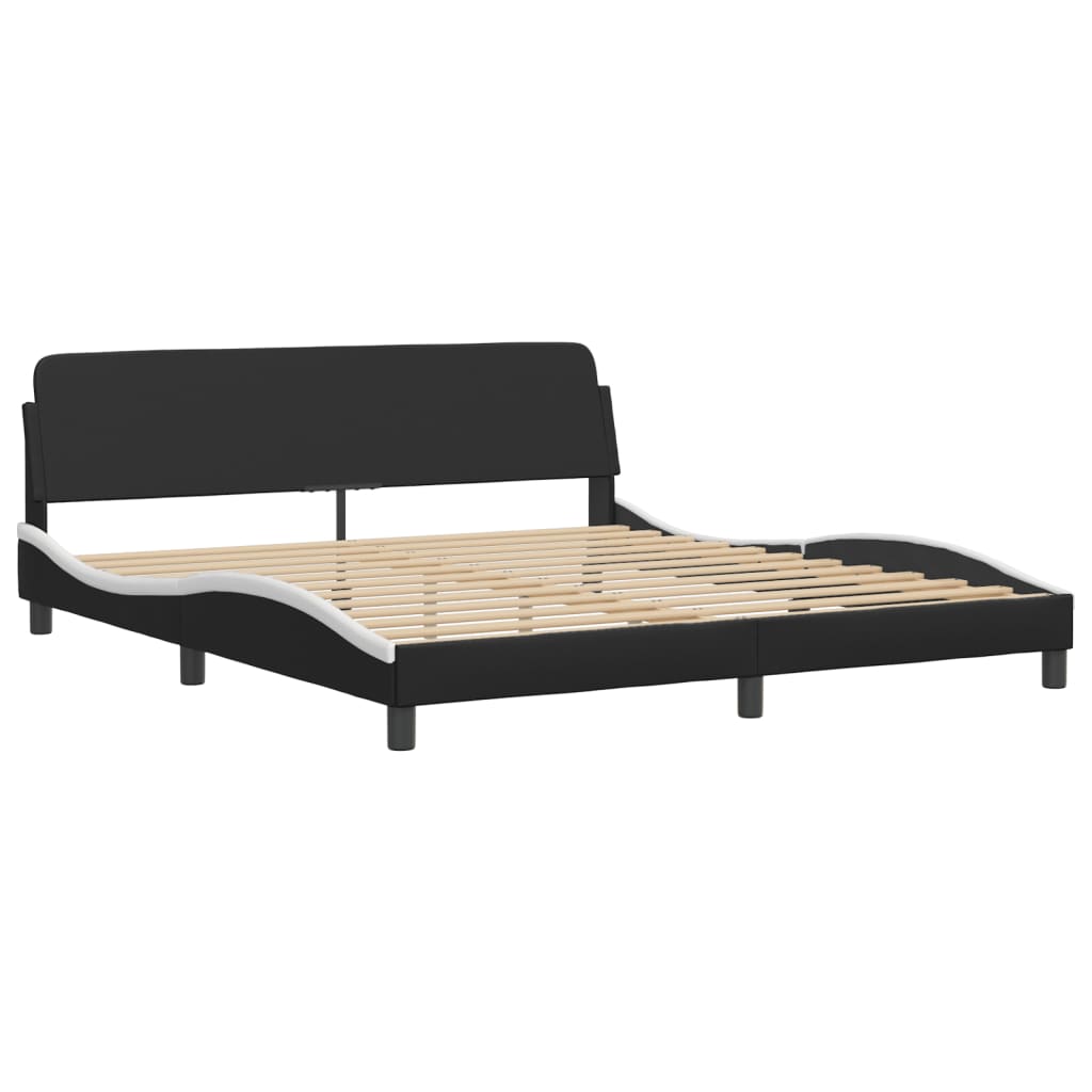 Bedframe met LED-verlichting kunstleer zwart en wit 180x200 cm is nu te koop bij PeponiXL, paradijselijk wonen!