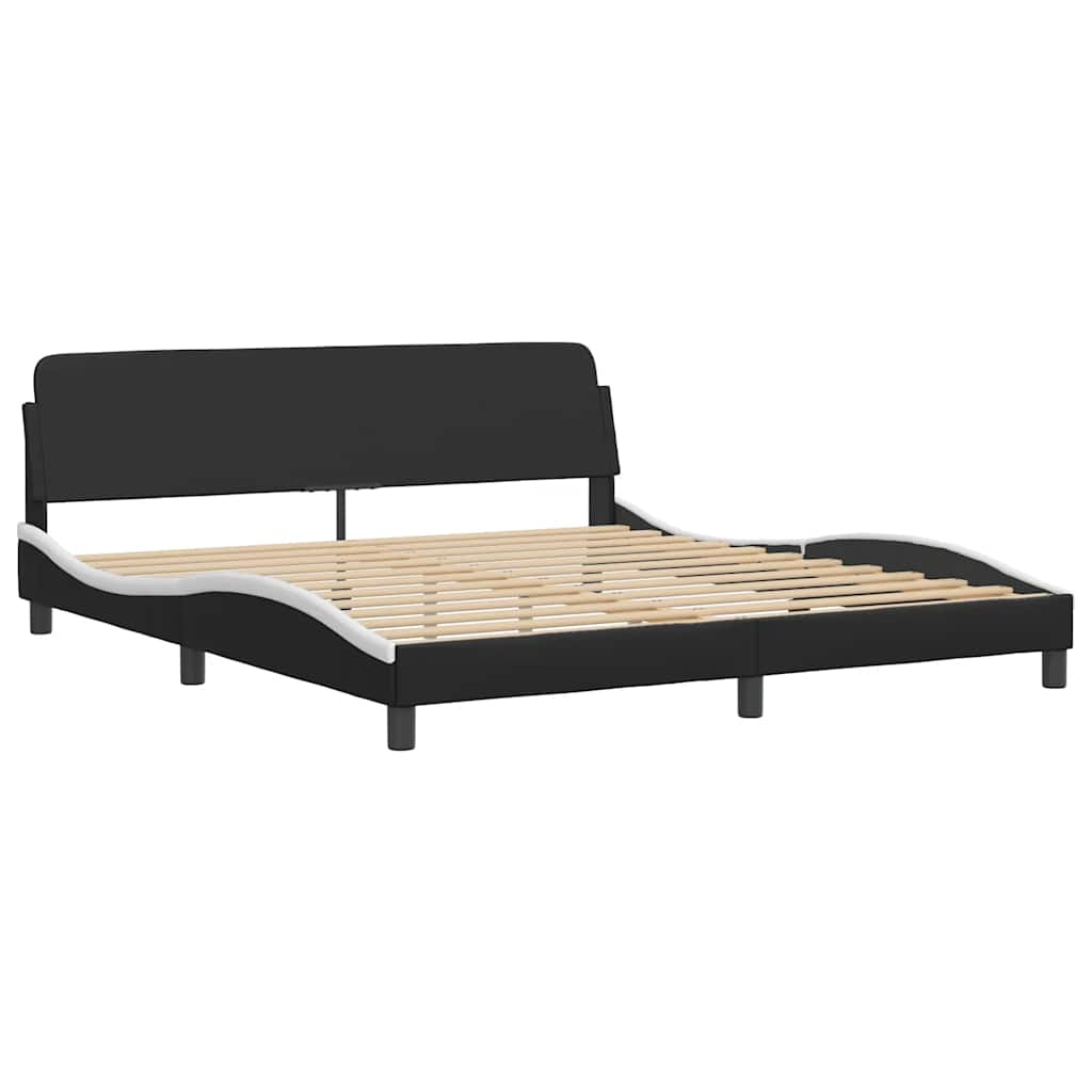 Bedframe met LED zonder matras "Hvar" zwart en wit 180x200 cm is nu te koop bij PeponiXL, paradijselijk wonen!