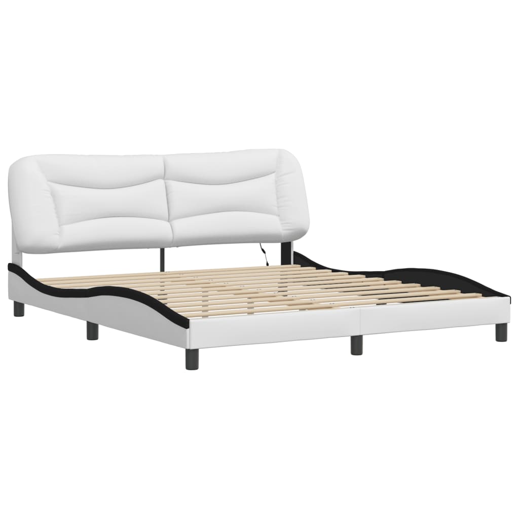 Bedframe met LED zonder matras "Hvar" wit en zwart 180x200 cm is nu te koop bij PeponiXL, paradijselijk wonen!