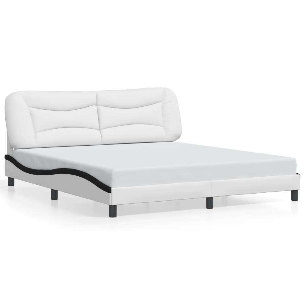 Bedframe met LED zonder matras "Hvar" wit en zwart 180x200 cm is nu te koop bij PeponiXL, paradijselijk wonen!