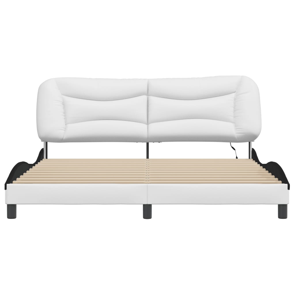 Bedframe met LED zonder matras "Hvar" wit en zwart 180x200 cm is nu te koop bij PeponiXL, paradijselijk wonen!