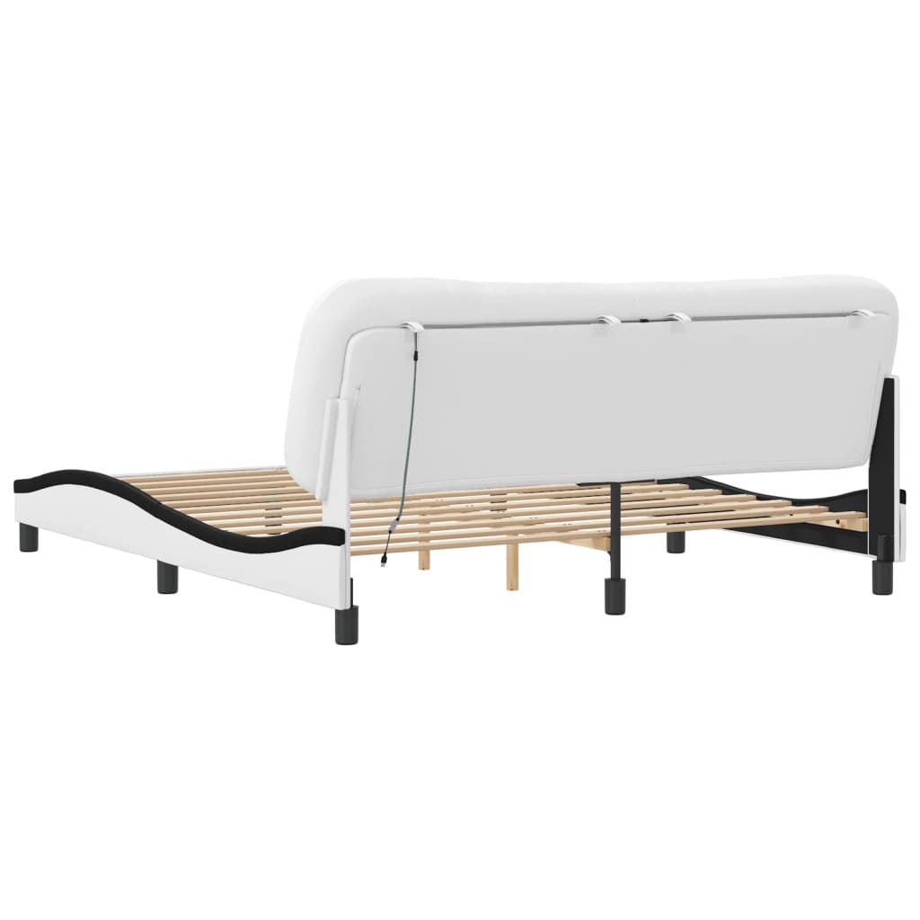 Bedframe met LED zonder matras "Hvar" wit en zwart 180x200 cm is nu te koop bij PeponiXL, paradijselijk wonen!