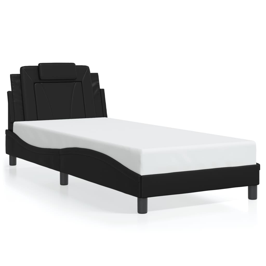 Bedframe met LED-verlichting kunstleer zwart 80x200 cm is nu te koop bij PeponiXL, paradijselijk wonen!