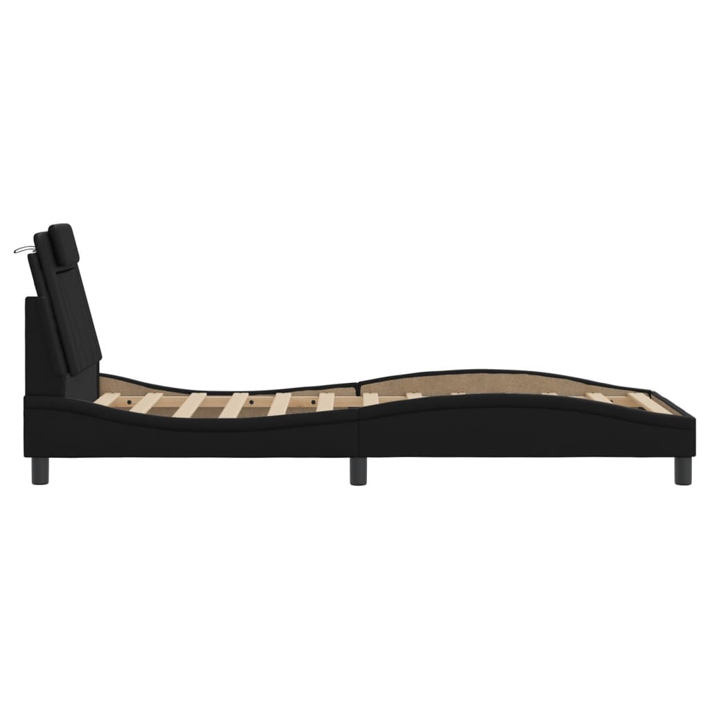 Bedframe "Viana" met LED zonder matras zwart 80x200 cm is nu te koop bij PeponiXL, paradijselijk wonen!