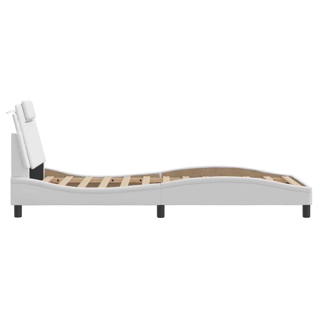Bedframe met LED-verlichting kunstleer wit 80x200 cm is nu te koop bij PeponiXL, paradijselijk wonen!