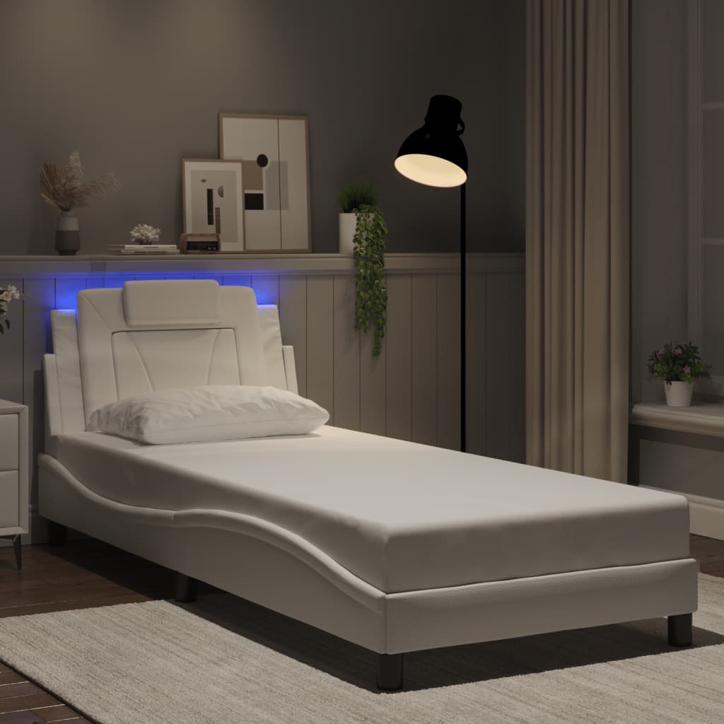 Bedframe "Viana" met LED zonder matras wit 80x200 cm is nu te koop bij PeponiXL, paradijselijk wonen!