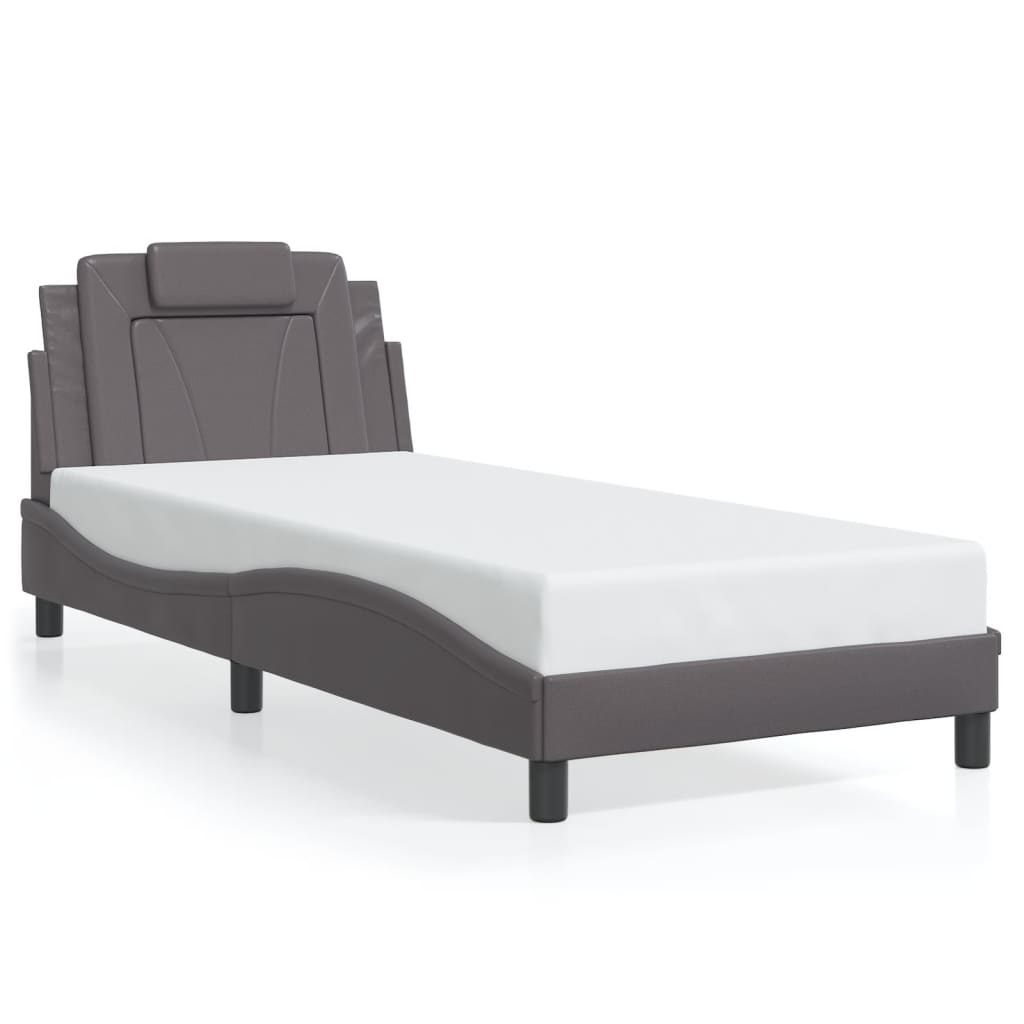 Bedframe met LED-verlichting kunstleer grijs 80x200 cm is nu te koop bij PeponiXL, paradijselijk wonen!