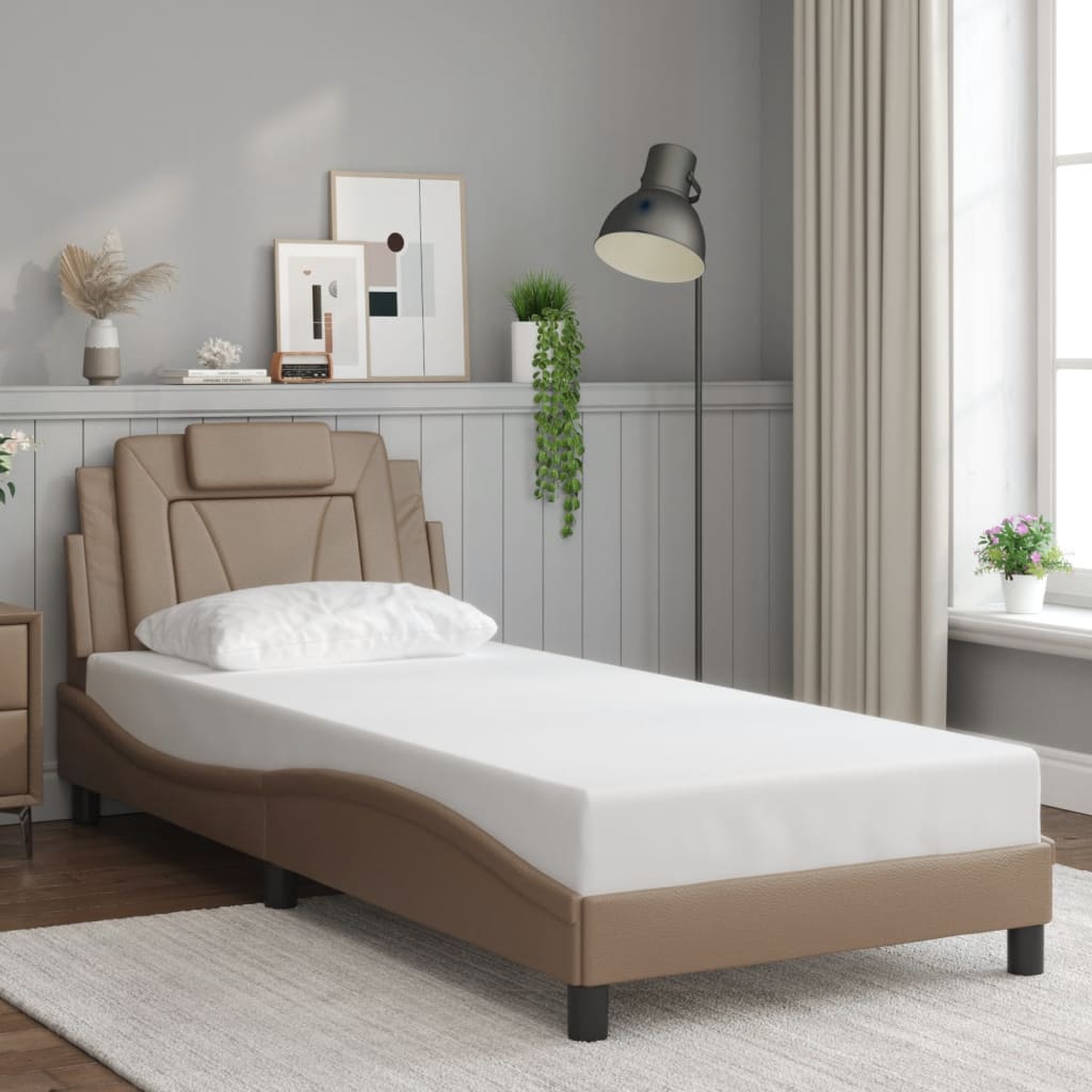 Bedframe met LED-verlichting kunstleer cappuccino 80x200 cm is nu te koop bij PeponiXL, paradijselijk wonen!