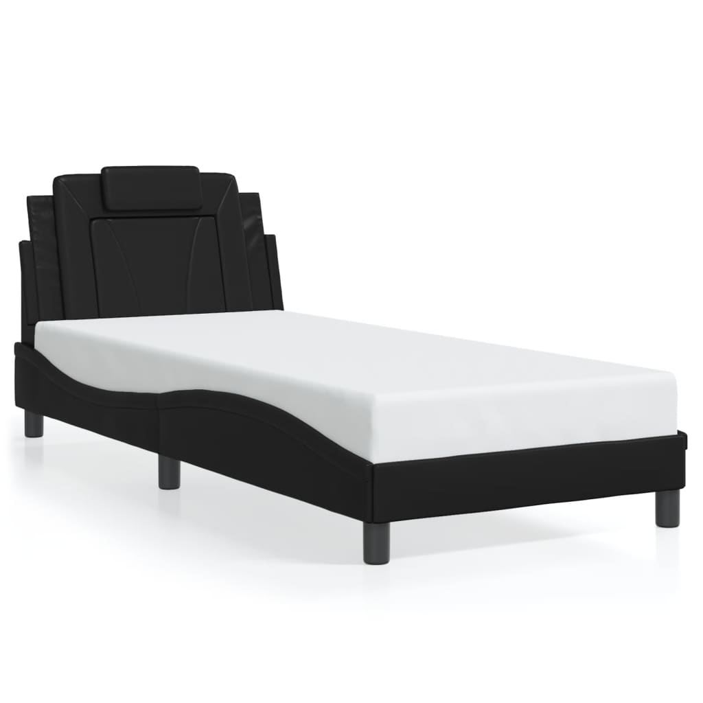 Bedframe met LED-verlichting kunstleer zwart 90x190 cm is nu te koop bij PeponiXL, paradijselijk wonen!