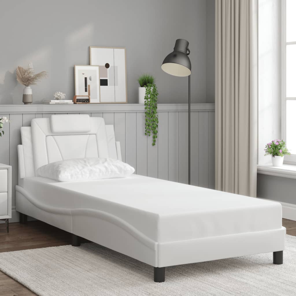 Bedframe met LED-verlichting kunstleer wit 90x190 cm is nu te koop bij PeponiXL, paradijselijk wonen!
