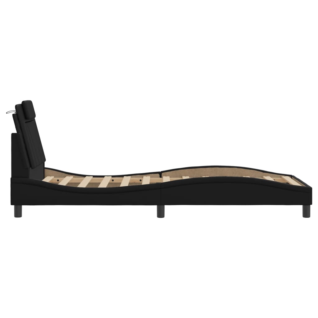 Bedframe "Viana" met LED zonder matras zwart 90x200 cm is nu te koop bij PeponiXL, paradijselijk wonen!