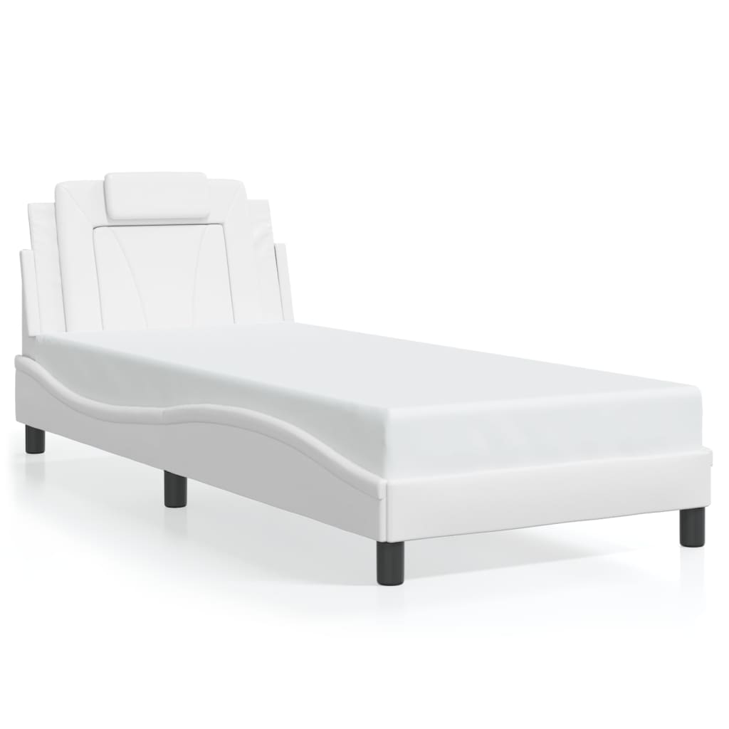 Bedframe met LED-verlichting kunstleer wit 90x200 cm is nu te koop bij PeponiXL, paradijselijk wonen!