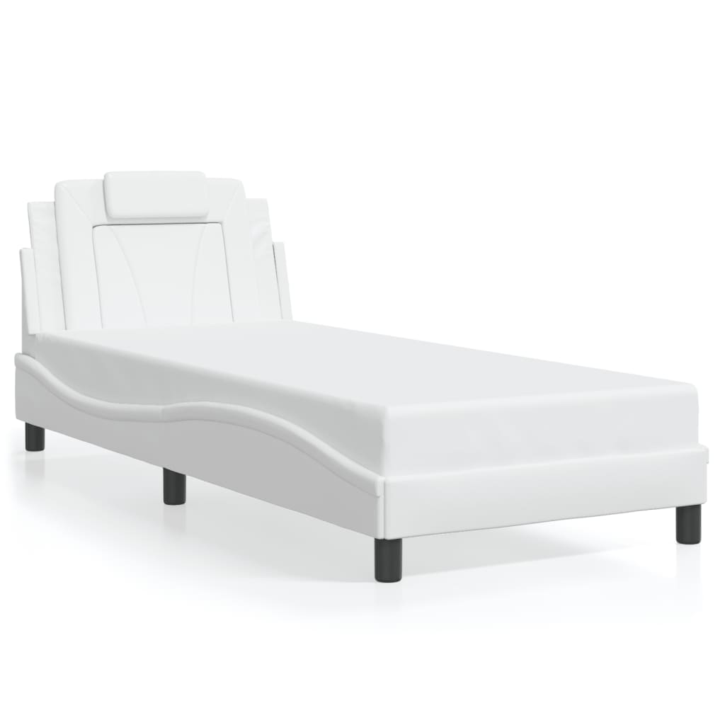 Bedframe met LED-verlichting kunstleer wit 90x200 cm is nu te koop bij PeponiXL, paradijselijk wonen!