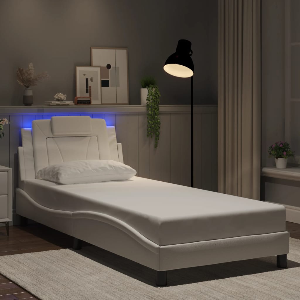 Bedframe "Viana" met LED zonder matras wit 90x200 cm is nu te koop bij PeponiXL, paradijselijk wonen!