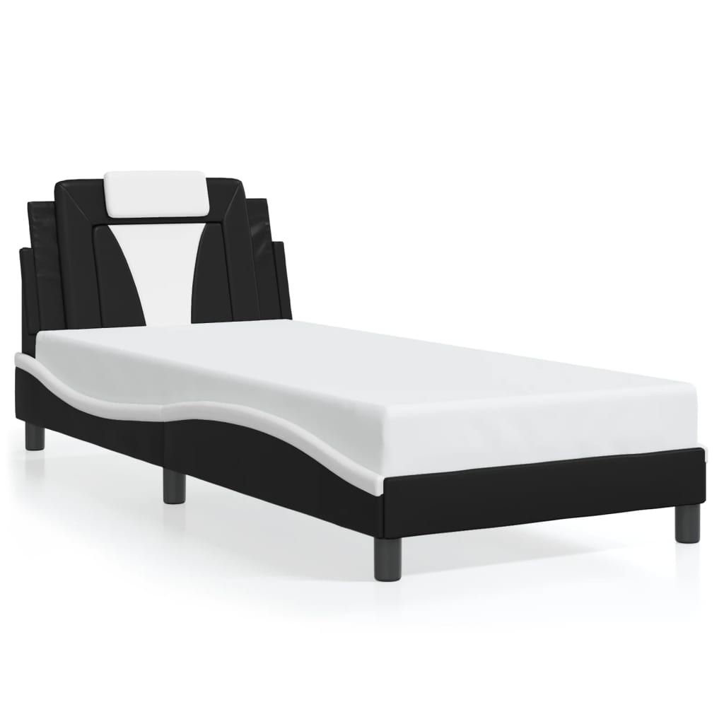Bedframe "Viana" met LED zonder matras zwart en wit 90x200 cm is nu te koop bij PeponiXL, paradijselijk wonen!
