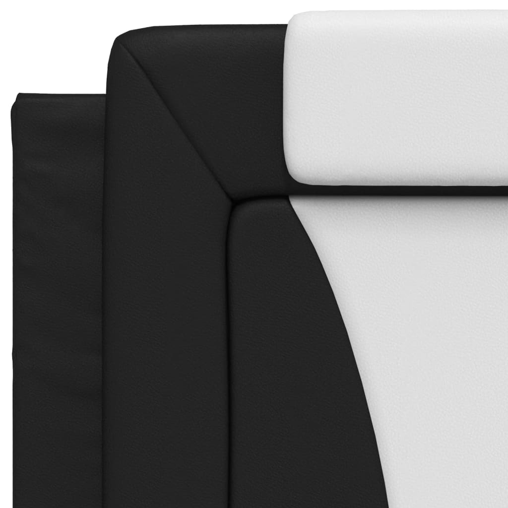 Bedframe met LED-verlichting kunstleer zwart en wit 90x200 cm is nu te koop bij PeponiXL, paradijselijk wonen!