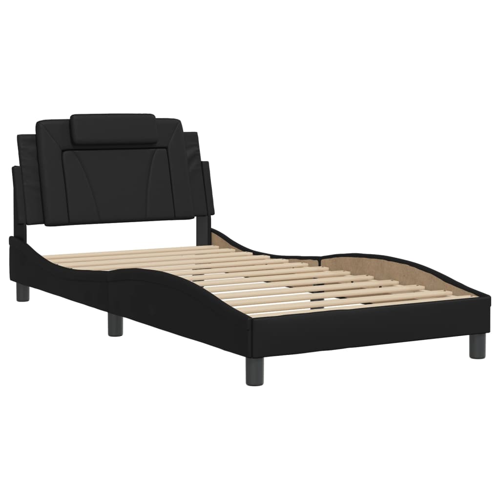 Bedframe "Viana" met LED zonder matras zwart 100x200 cm is nu te koop bij PeponiXL, paradijselijk wonen!