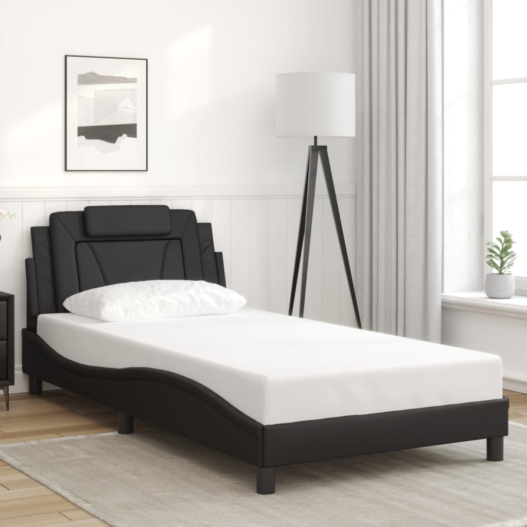 Bedframe "Viana" met LED zonder matras zwart 100x200 cm is nu te koop bij PeponiXL, paradijselijk wonen!