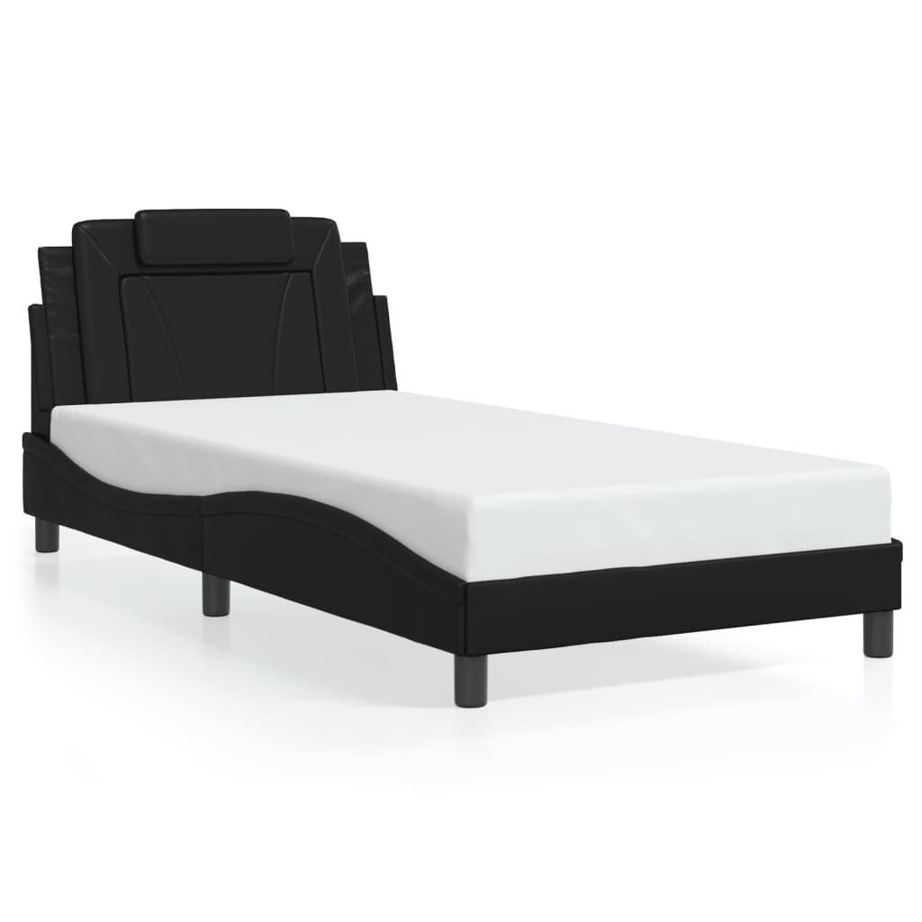 Bedframe met LED-verlichting kunstleer zwart 100x200 cm is nu te koop bij PeponiXL, paradijselijk wonen!