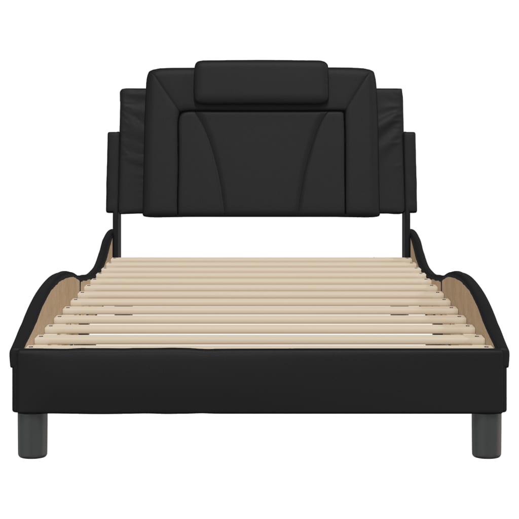 Bedframe met LED-verlichting kunstleer zwart 100x200 cm is nu te koop bij PeponiXL, paradijselijk wonen!