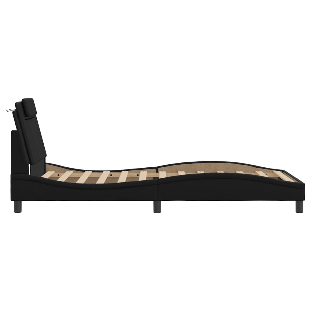 Bedframe met LED-verlichting kunstleer zwart 100x200 cm is nu te koop bij PeponiXL, paradijselijk wonen!