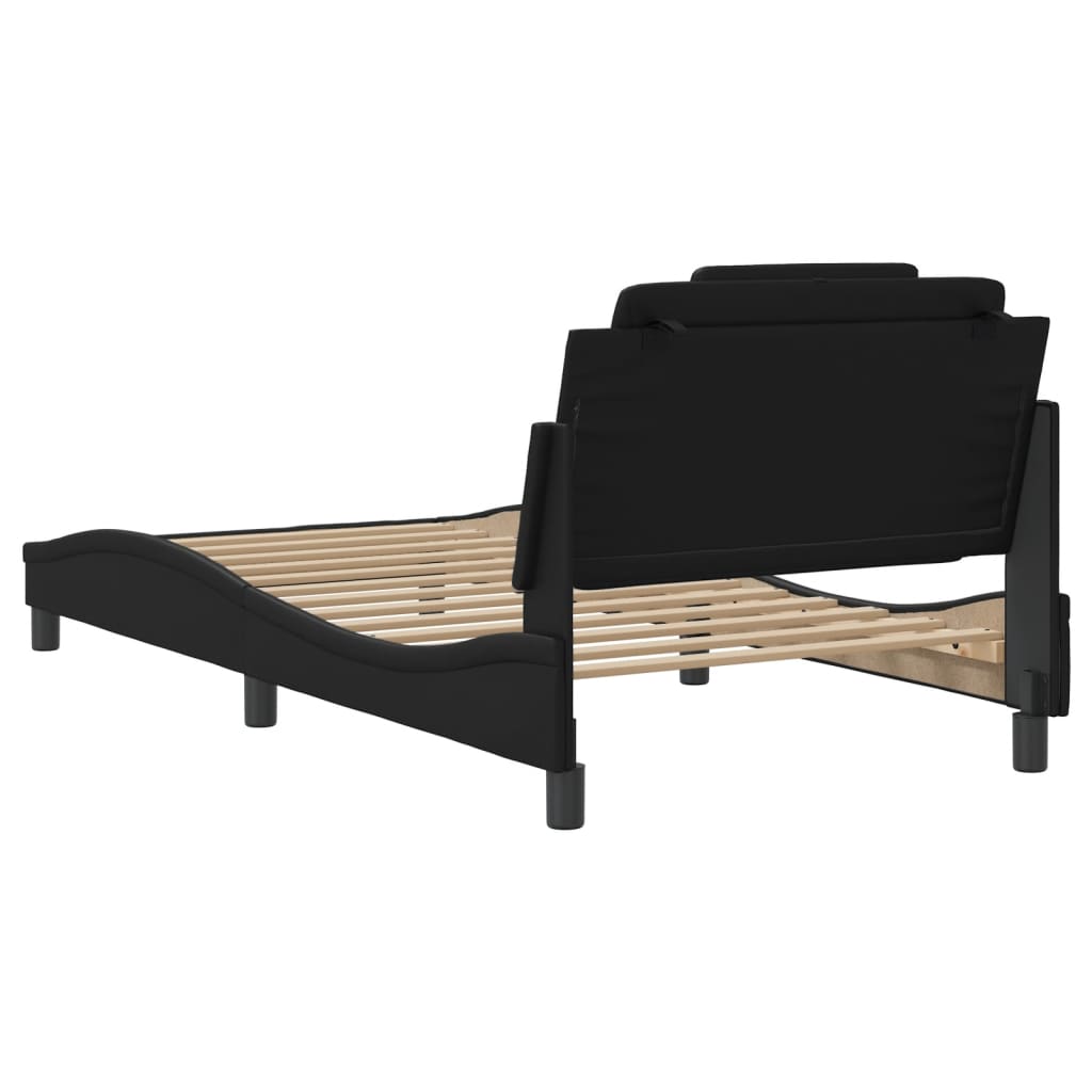 Bedframe "Viana" met LED zonder matras zwart 100x200 cm is nu te koop bij PeponiXL, paradijselijk wonen!