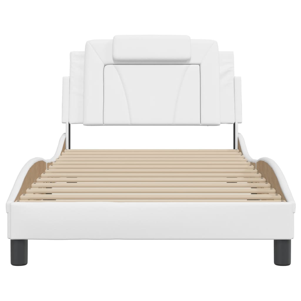 Bedframe met LED-verlichting kunstleer wit 100x200 cm is nu te koop bij PeponiXL, paradijselijk wonen!