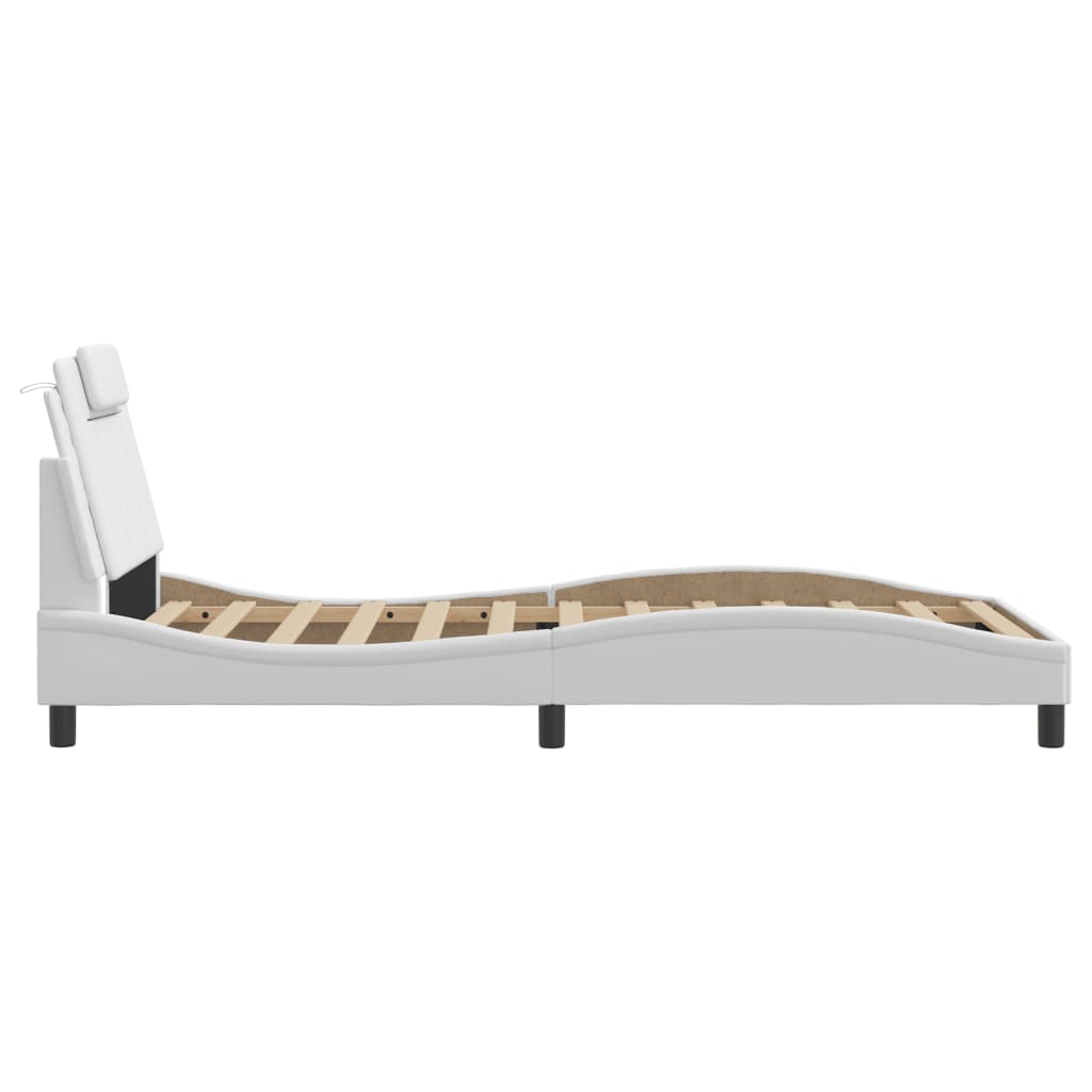 Bedframe "Viana" met LED zonder matras wit 100x200 cm is nu te koop bij PeponiXL, paradijselijk wonen!