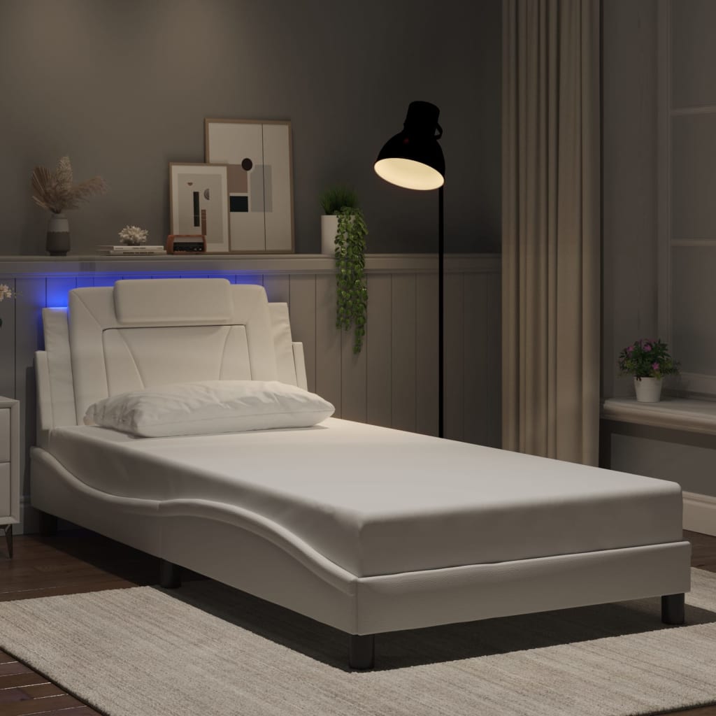 Bedframe "Viana" met LED zonder matras wit 100x200 cm is nu te koop bij PeponiXL, paradijselijk wonen!