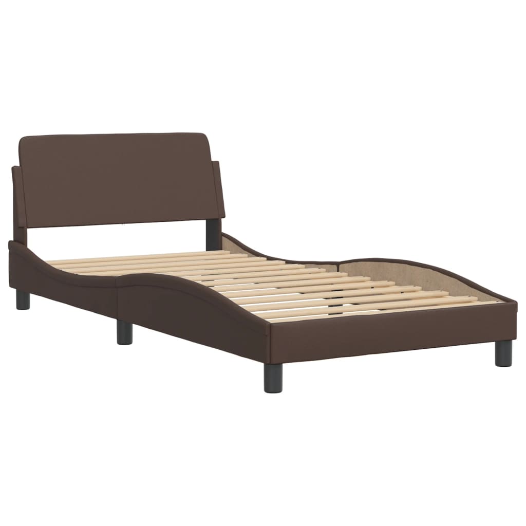 Bedframe met LED-verlichting kunstleer bruin 100x200 cm is nu te koop bij PeponiXL, paradijselijk wonen!