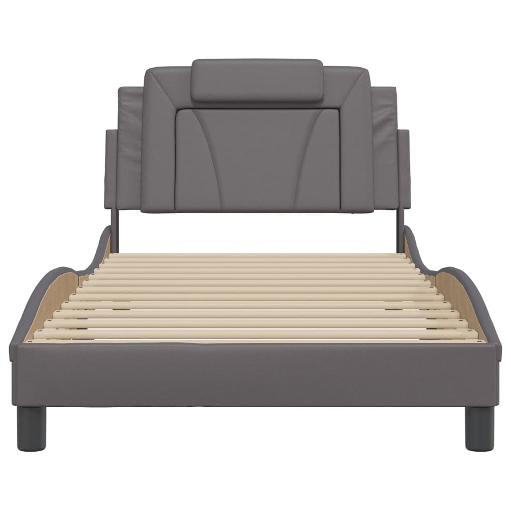 Bedframe met LED-verlichting kunstleer grijs 100x200 cm is nu te koop bij PeponiXL, paradijselijk wonen!