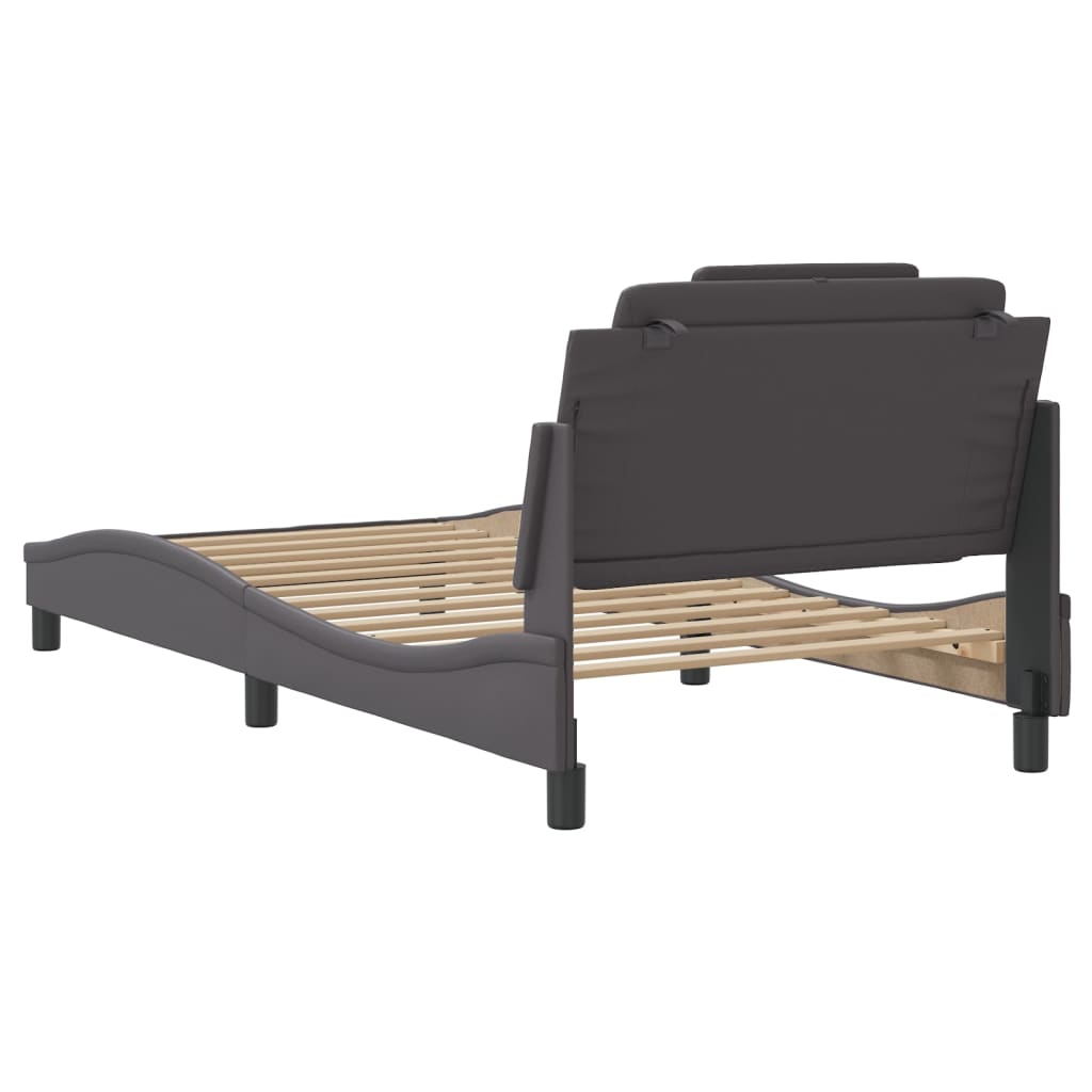 Bedframe met LED-verlichting kunstleer grijs 100x200 cm is nu te koop bij PeponiXL, paradijselijk wonen!