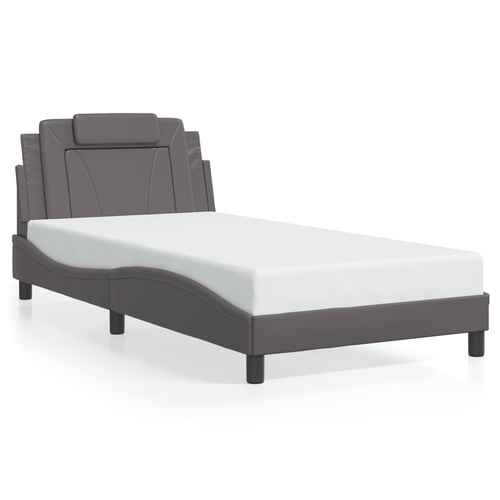 Bedframe met LED-verlichting kunstleer grijs 100x200 cm is nu te koop bij PeponiXL, paradijselijk wonen!
