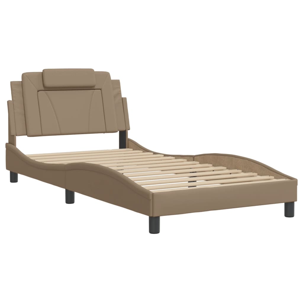 Bedframe met LED-verlichting kunstleer cappuccino 100x200 cm is nu te koop bij PeponiXL, paradijselijk wonen!